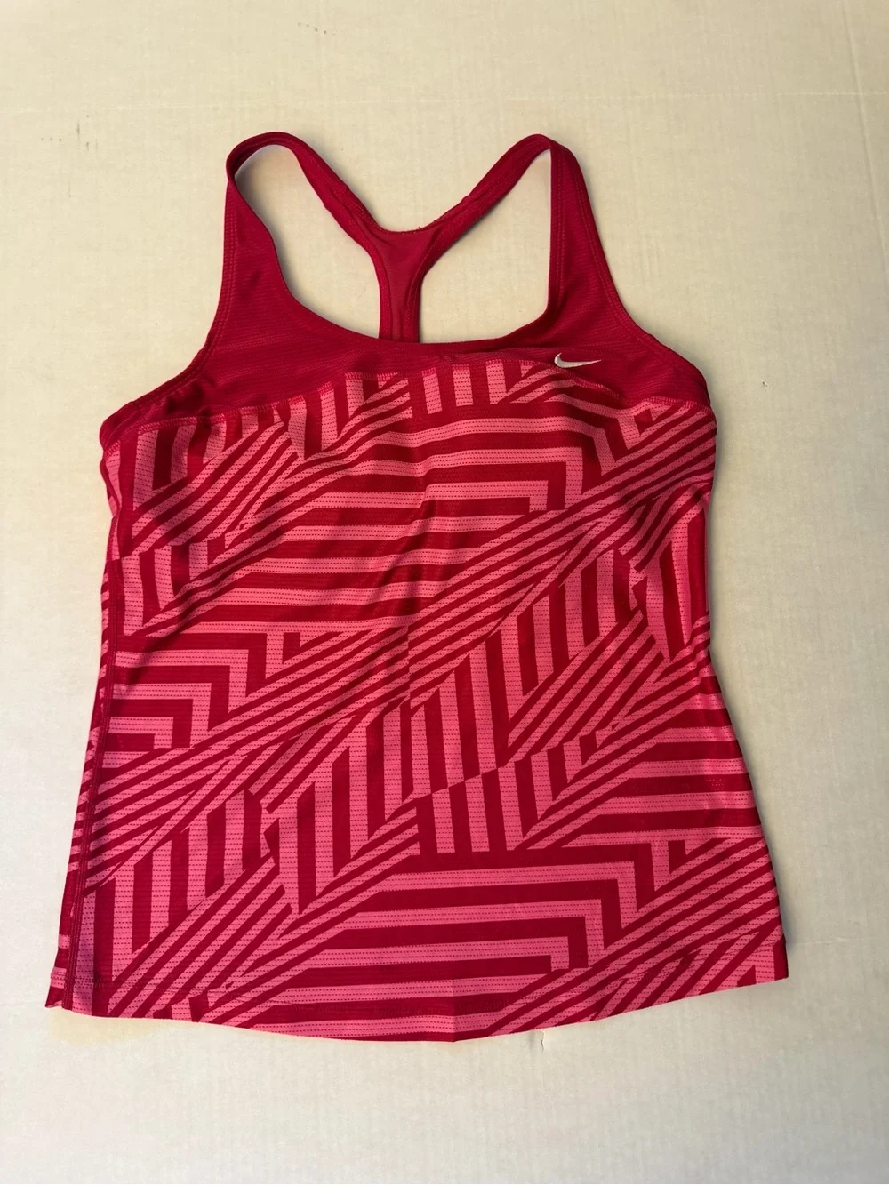 Vintage Nike Pink Athletic Tank Chevron Geometric Racerback Top Sz-L-(12-14).U15